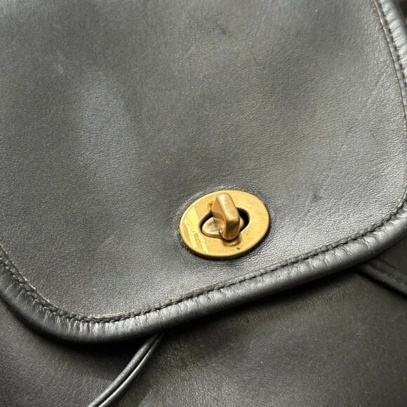 Vintage Coach Black Leather Daypack Backpack Rucksack Bag Purse 9791 main image 10